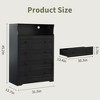45.2 Inch Tall 4-Drawer Dresser with Charging Station, Skinny Vertical Storage Chest with Open Shelf for Bedroom Closet Nursery Apartment - 3 of 4