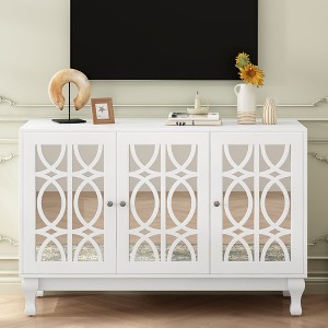 NicBex TV Stand Modern Mirrored TV Stand with 3 Adjustable Shelves Entertainment Center with Wood Legs for TV up to 55 Inches For Living room - 1 of 4