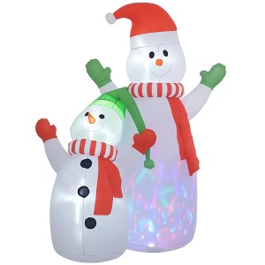 Outsunny 8FT Giant Christmas Inflatables Snowman, Huge Blow Up Christmas Decorations with Rotating Colorful LED Light for Indoor, Outdoor, Yard, Party - 1 of 4
