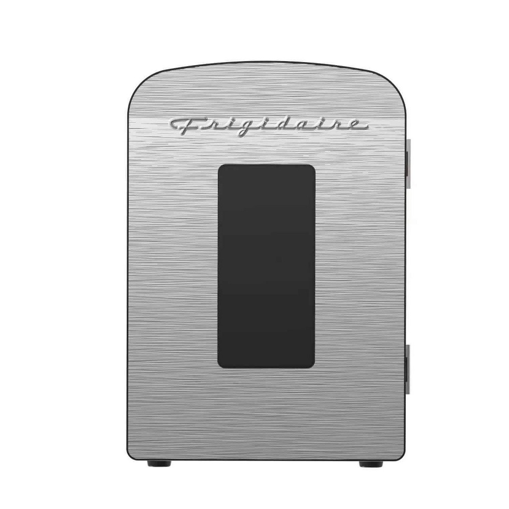 Frigidaire 0.17 cu ft 9 Can Retro Portable Mini Refrigerator with Door Window: Stainless Steel, 2 Shelves, ETL Listed