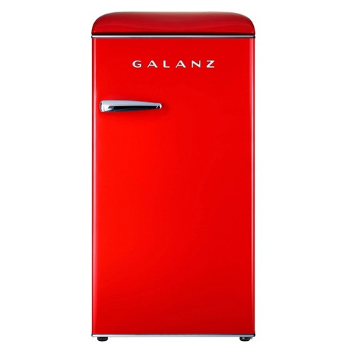 Galanz Retro Compact Refrigerator, 3.3 Cubic Foot Single Door Mini Fridge, Adjustable Mechanical Thermostat, Glass Shelves, Chiller Compartment, Red - image 1 of 4