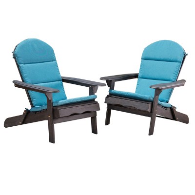 Malibu 2pk Acacia Adirondack Chairs - Dark Gray/Teal - Christopher Knight Home