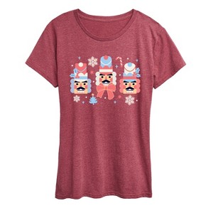 Women's - Instant Message - Winter Nutcracker Heads Short Sleeve Graphic T-Shirt - 1 of 4
