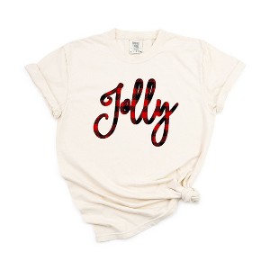 Simply Sage Market Women's Jolly Plaid Short Sleeve Garment Dyed Tee - 1 of 3