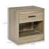 FONTOI End Tables Gray Wood Grain with Drawer and Open Shelf Nightstand for Bedroom Living Room Small Space, Gray, 23.64"*18.32"*5.52" - 3 of 4