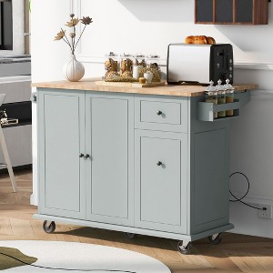 Kitchen Island, with Storage Rack, Drawers, Spice Rack & Towel Rack, for Dining, Kitchen & Barbecue - 1 of 4