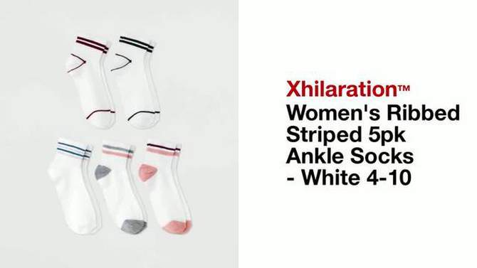 Women&#39;s Ribbed Striped 5pk Ankle Socks - Xhilaration&#8482; White 4-10, 2 of 5, play video