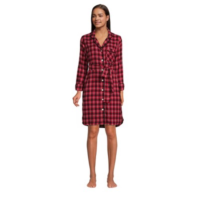 Lands' End Women's Plus Size Long Sleeve Print Flannel Pajama Top - 2x -  Emerald Gulf Field Check : Target