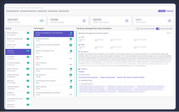 Interface for MITRE ATT&CK framework integration in Detect Hub