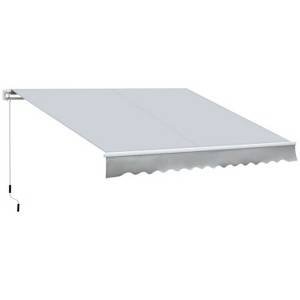 12' x 8' Gray Retractable Awning Patio Awnings Sun Shade Shelter with Manual Crank Handle - 1 of 4