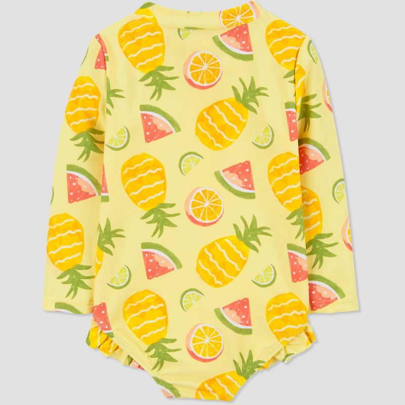 Carter's Just One You® Baby Girls' Long Sleeve Fruit Printed Rash Guard Set - Yellow/Pink, 4 of 8