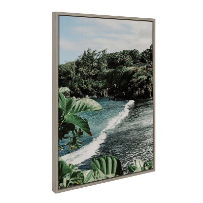 Aloha Kai Coastal Landscape Framed Canvas Print, 23x33, Gray