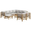 vidaXL Garden Lounge Set Light Grey Bamboo and Polyester 10 Piece Set - 3 of 4