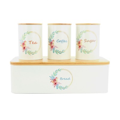 MegaChef 4 Piece Iron Canister Set in White