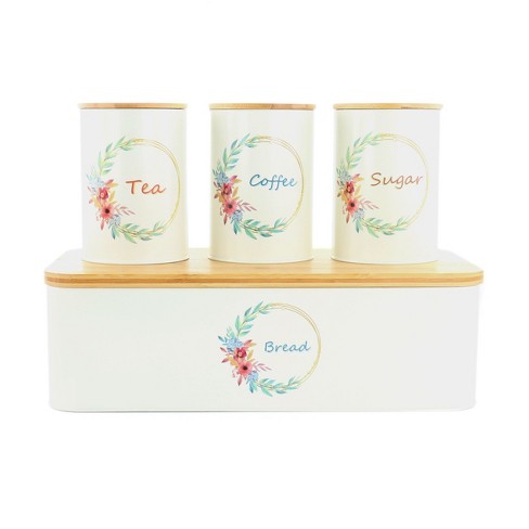 Megachef Essential Kitchen Storage 3 Piece Sugar, Coffee And Tea Canister  Set In Matte White : Target