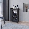 TIRAMISUBEST Bar Cart with 2-Bottle Holder Shelf Storage Sideboard Cabinet - Black - 3 of 4