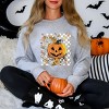 Carved Pumpkin Checkered Floral -  Womens Sweatshirt - 3 of 4
