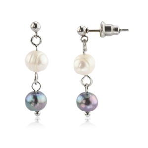 Slate by Rebl Pearl Dangle Earrings Stainless Steel, 15mm Hoop with 3mm Pearl - 1 of 1
