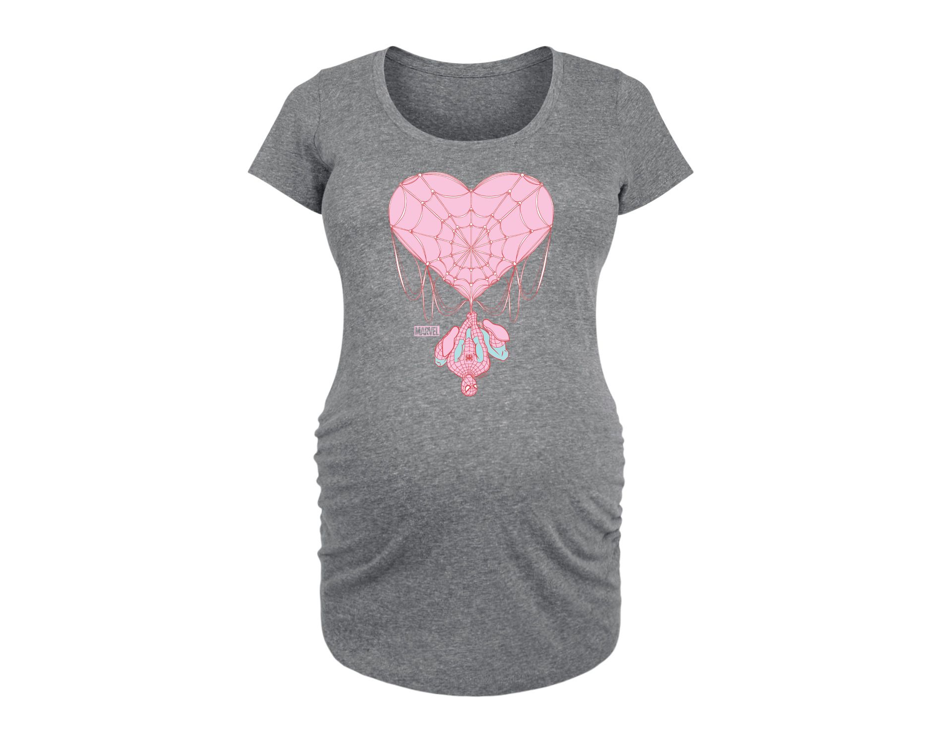 Women's Marvel Spider-man Valentine Heart Web  - Heather Grey - X-Large