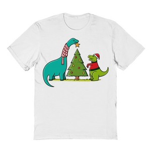 Rerun Island Men's Dinosaurs Christmas Short Sleeve Graphic Cotton T-Shirt - 1 of 1