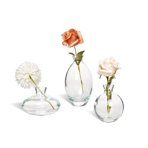 VECELO 3-Piece Glass Vase Set, Nordic Style Vases, Glass Decorative Flower Vases, Tabletop Centerpiece, Clear/Green - 1 of 4