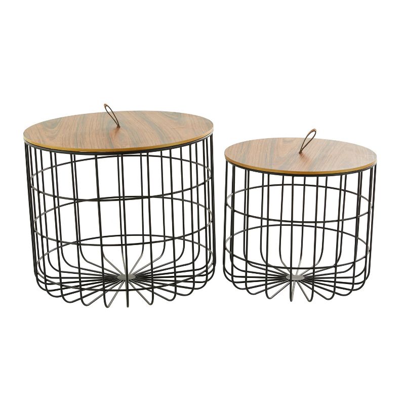 Set of 2 Metal Storage Baskets Brown - Olivia &#38; May, 3 of 8
