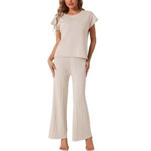 INSPIRE CHIC Women's Knit Matching Sweatsuits Tops and Wide Leg Pants 2 Piece Outfits Sets - 1 of 4