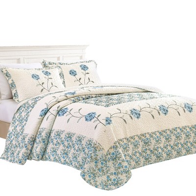 Collections Etc Embroidered Carnation Design Quilted Bedspread : Target