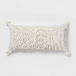 Oversize Embroidered Textured Lumbar Throw Pillow Cream - Opalhouse™