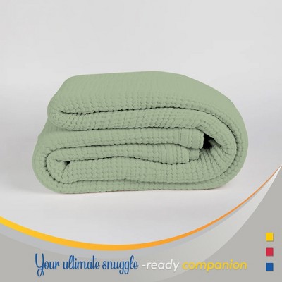 Color Sense 100% Cotton Warm & Cozy Super Soft Antimicrobial Matelasse Weave Blanket