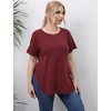 Women's Round Neck Split Hem Short Sleeve T-Shirt Casual Basic Stretchy Cotton Tee Summer Top - 3 of 4