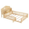 CAVINAS Full Size Wood Montessori Bed with Bookcases and Blackboards,Floor Bed with Guardrails and Storage Headboards,Toddler Bed for Bedroom - 4 of 4