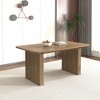 Zevemomo Modern Dining Table for 6-10 People, Wood Kitchen Table with Double Robust Pedestal, Wooden Dinner Table for Dining Room - 2 of 4