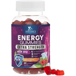 Energy Gummies Vitamin B12 1000mcg - Green Tea Natural Caffeine Support Chews - 60 Gummies By Nature's Nutrition - 1 of 4