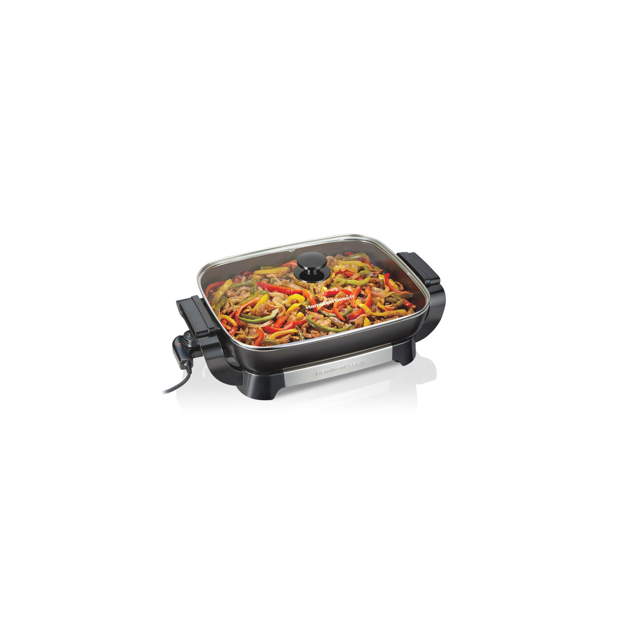 Hamilton Beach 20.5" Durathon Ceramic Reversible Nonstick Electric Skillet Black: 1500W Electric Pan, Dishwasher-Safe Parts