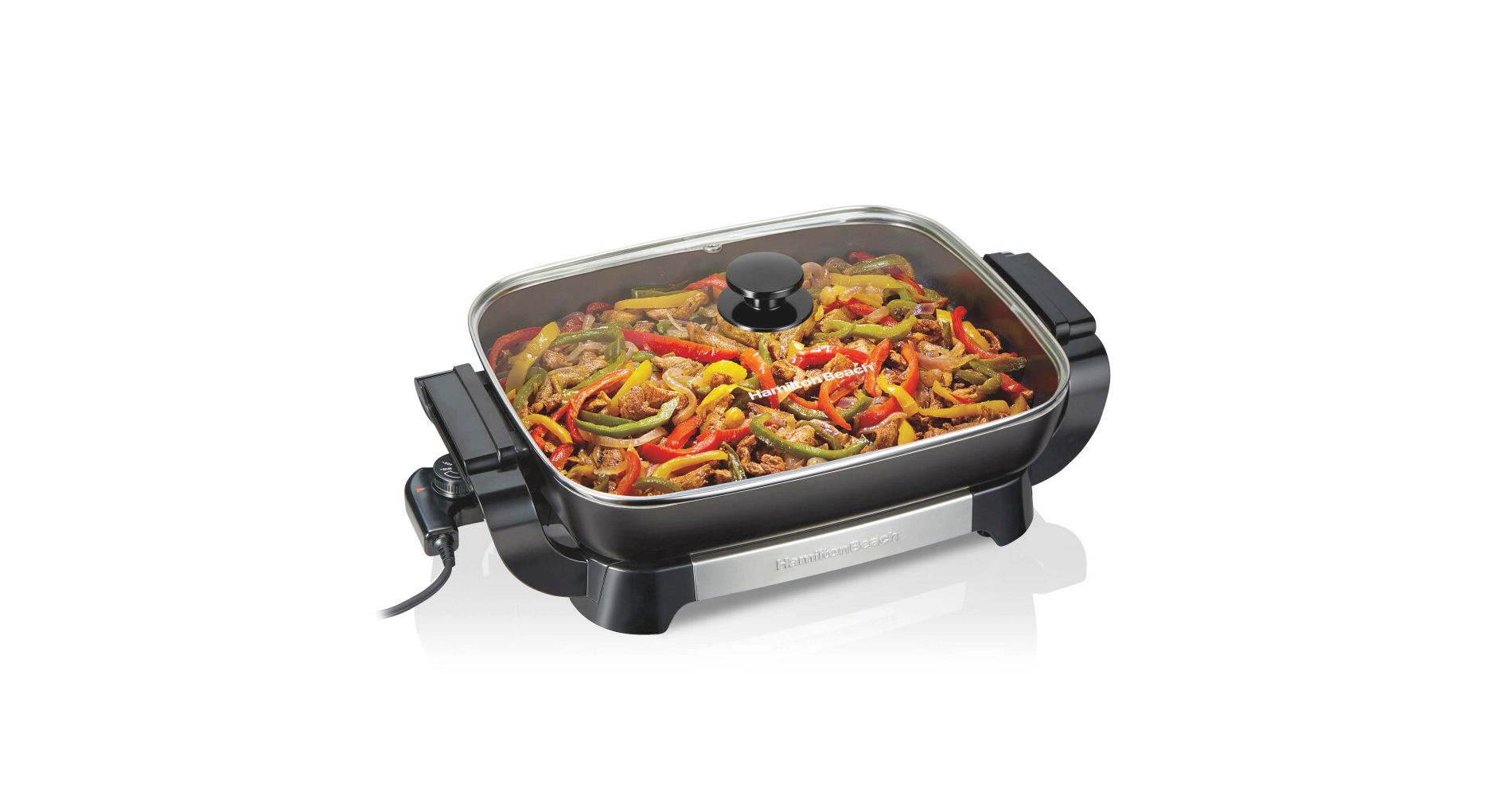 Hamilton Beach 20.5" Durathon Ceramic Reversible Nonstick Electric Skillet Black: 1500W Electric Pan, Dishwasher-Safe Parts