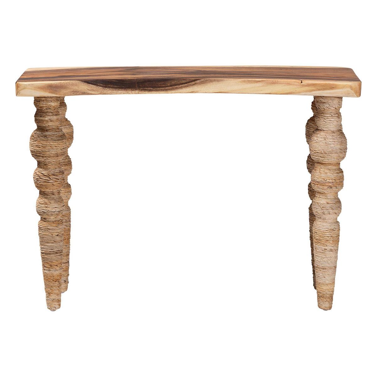 bali & pari Nasnan Teak Wood Console Table with Seagrass Legs Entryway Table Brown - thumbnail 2