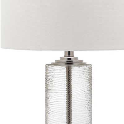 Grant 29" Clear Glass Table Lamp Set with White Cotton Shade