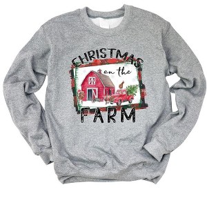 Simply Sage Market Women's Graphic Sweatshirt Christmas On The Farm Barn - 1 of 2