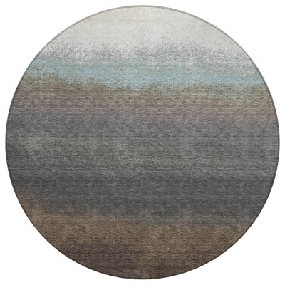 Brown And Beige Ombre Washable Indoor Outdoor Area Rug