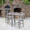 Emma and Oliver Commercial Grade 30" Round Metal Indoor-Outdoor Table Set & 2 Slat Back Chairs - 2 of 4