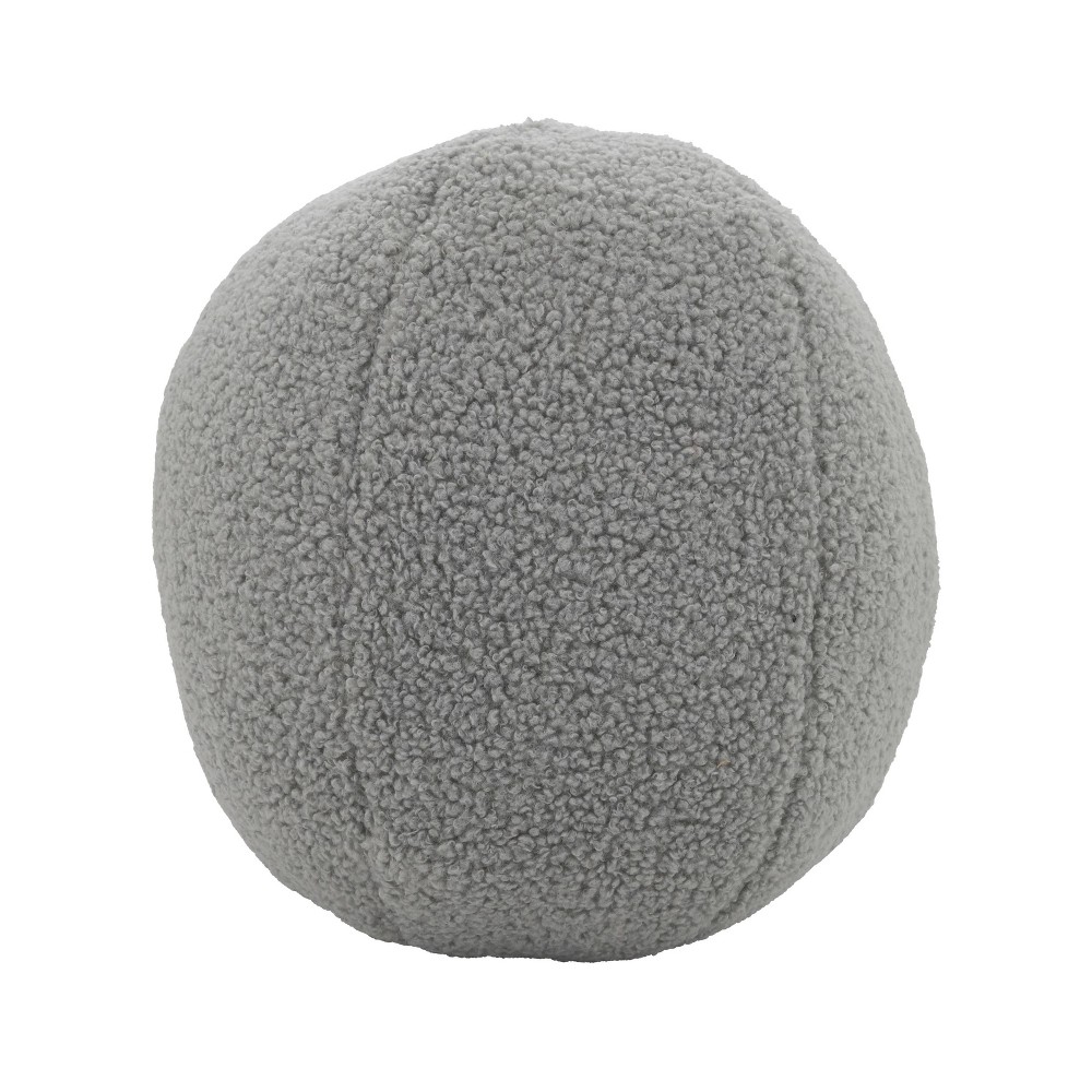 Photos - Pillow 10" Fuzzy Fantasy Faux Fur Ball Poly Filled Round Throw  Gray - Saro