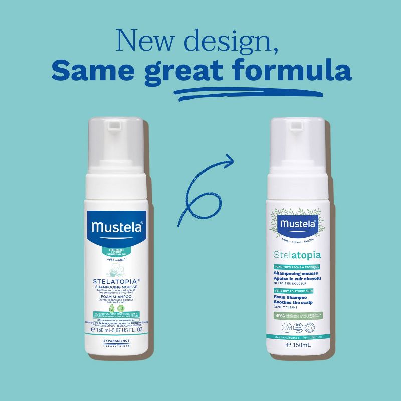 Mustela Stelatopia Fragrance Free Baby Foam Shampoo for Eczema Prone Skin - 5.07 fl oz, 4 of 6