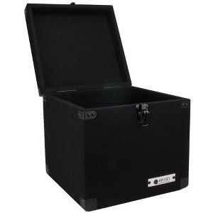 Odyssey Carpeted Record Storage Utility Case for 90 Individual 12-Inch Vinyl Records/LPs with Latching Lid and Soft Grip Handle, Black - 1 of 4