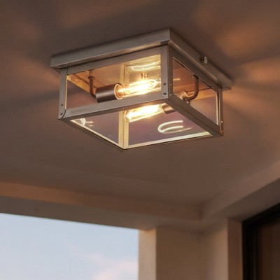 Urban Ambiance Luxury Modern Farmhouse Outdoor Ceiling,  5-1/2"H x 12-3/8"W,  Stainless Steel Finish, UHP1133