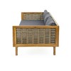 67.75" Patio Sofa, 3 Seater Outdoor Sofa with Rattan Arms, Acacia Wood Daybed with Water-Resistant Cushions -Christopher Knight Home - 4 of 4