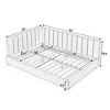 Full Size Upholstered Tufted Bed Frame with Backrest & Armrests, Velvet Sofa Bed for Bedroom or Living Room, Gray/Beige/Black - ModernLuxe - 3 of 4