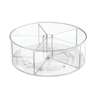 LunaLulinlk 11.5"" Round Lazy Susan Clear Plastic Divided Turntable