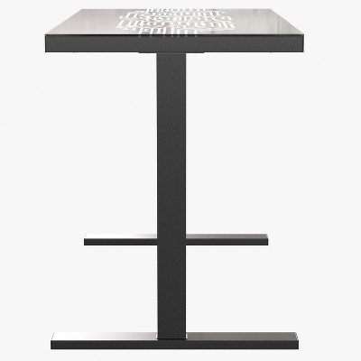 Sleek 46'' Black Tempered Glass Gaming Desk with LED Lights