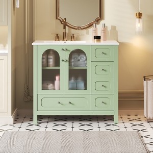 Bella Depot Bathroom Vanity with Sink and Waffle Texture Doors - 1 of 4